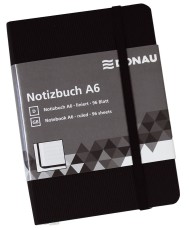 DONAU Notizbuch - A6, liniert, 192 Seiten, schwarz mit Lesezeichen Notizbuch A6 linert 80 g/qm