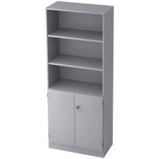 Hammerbacher Regal/Schrank - 5OH, 2OH Türen, Sockelblende, Grau/Grau Schrank mit Regalfächer grau