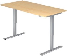 Hammerbacher Sitz-Steh-Schreibtisch mit T-Fuß - 120 x 72-119 x 80 cm, elektr. höhenverstellbar, Ahorn, mit Montageservice