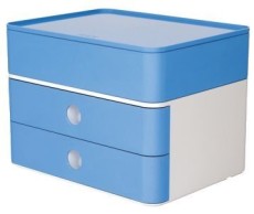 HAN SMART-BOX PLUS ALLISON Schubladenbox mit Utensilienbox - stapelbar, 2 Laden, snow white/sky blue