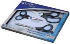 WESTCOTT Scherenset Easy Grip - rostfrei, spitz, 3tlg, blau/schwarz Schere 14 cm, 20 cm, 24,5 cm