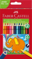 FABER-CASTELL Buntstift Jumbo Dreikantform - 12 Farben sortiert, Kartonetui Farbstiftetui - 5,4 mm
