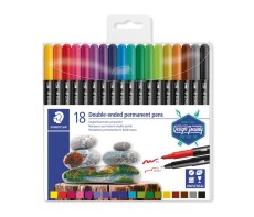 Staedtler® Fasermaler permanent duo - 18 Farben, sortiert Faserschreiberetui 18 Farben sortiert