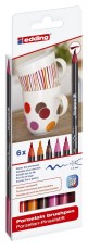 Edding 4200 Porzellanpinselstift - 1 - 4 mm, warm colour Set, 6 Farben sortiert Porzellanmarker