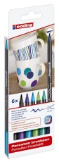 Edding 4200 Porzellanpinselstift - 1 - 4 mm, cool colour Set, 6 Farben sortiert Porzellanmarker