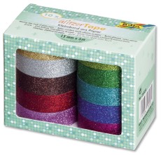 Folia Klebeband Glitter - 10er-Set Bastelklebeband 10 Glitzer-Deko-Klebebänder Reispapier