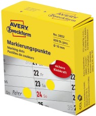 Avery Zweckform® 3852 Markierungspunkte - Ø 10 mm, Spender mit 800 Etiketten, gelb gelb Ø 10 mm