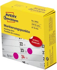 Avery Zweckform® 3854 Markierungspunkte - Ø 19 mm, Spender mit 250 Etiketten, magenta magenta