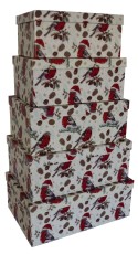 Weihnachtsgeschenkkarton Vögel - 5 tlg., rechteckig Geschenkschachtel Vögel rechteckig Karton