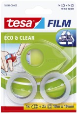 tesa® Handabroller Mini ecoLogo® - 10 m : 19 mm, grün, inkl. 2 Rollen Klebefilm eco&clear grün
