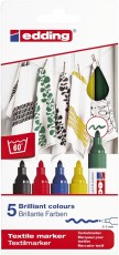 Edding 4500 Textilmarker creative - Rundspitze, 2-3 mm, 5er Set basic colours Textilmarker 2-3 mm