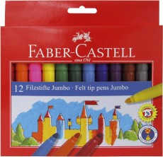 FABER-CASTELL Faserschreiber Jumbo - 12 Farben sortiert Faserschreiberetui sortiert 3 mm