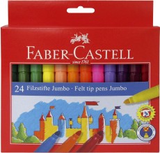 FABER-CASTELL Faserschreiber Jumbo - 24 Farben sortiert Faserschreiberetui sortiert 3 mm