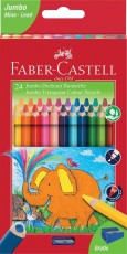 FABER-CASTELL Buntstift Jumbo Dreikantform - 24 Farben sortiert, Kartonetui Farbstiftetui - 3,8 mm