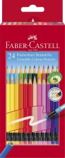 FABER-CASTELL Farbstifte mit Radierer - 24 Farben sortiert radierbare Farbstifte Farbstiftetui weich