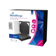 MediaRange CD-Leerhülle für 2 Discs, 10.4mm, schwarzes Tray, 5er Pack CD/DVD Hüllen Kunststoff