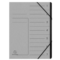 Exacompta Ordnungsmappe - 7 Fächer, A4, Colorspan-Karton, grau Ordnungsmappe 7 grau A4 Gummizug