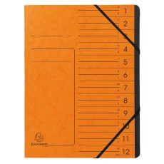 Exacompta Ordnungsmappe - 12 Fächer, A4, Colorspan-Karton, orange Ordnungsmappe 12 orange A4