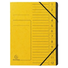 Exacompta Ordnungsmappe - 12 Fächer, A4, Colorspan-Karton, gelb Ordnungsmappe 12 gelb A4 Gummizug