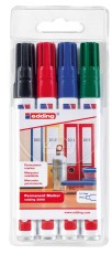 Edding 3000 Permanentmarker - nachfüllbar, 1,5 - 3 mm, Etui mit 4 Farben Permanentmarker Rundspitze