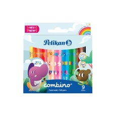 Pelikan® Fasermaler combino® Super 411 - 9 Farben, 1 mm, mit Tiermotiven sortiert 1 mm