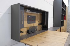 Hammerbacher Wandschreibtisch Mini Office graphit/Asteiche Einfache Selbstmontage Schreibtisch