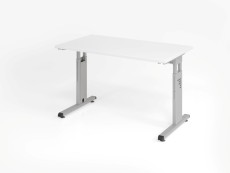 Hammerbacher Schreibtisch Mini Office O-Serie weiß/silber Einfache Selbstmontage Schreibtisch