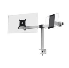 Durable Monitorwandhalter mit Arm für 1 Monitor und 1 Tablet - silber, 8 kg, Tischklemme Monitorarm