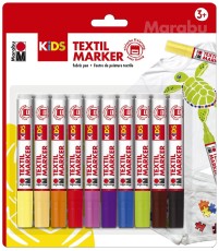 Marabu Stoffmalstift Kids Set - 10 Stück sortiert Textilmarker 10 Farben sortiert 3 mm Rundspitze