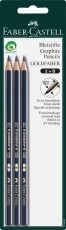 Faber-Castell Bleistift DESSIN® - B, 3er Blisterkarte, blau-silber-gestreift Bleistift B 175 mm
