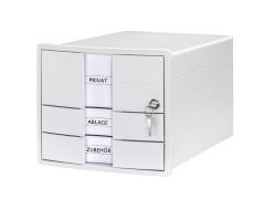 HAN Schubladenbox IMPULS - A4/C4, 3 geschlossene Schubladen, inkl. Einsatz + Schloss, weiß weiß 3