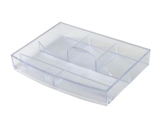 HAN Schubladeneinsatz mit 6 Fächern und Griff - transparent-glasklar Schubladenbox 6