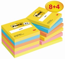 Post-it® Haftnotizblock Energetic - 76 x 76 mm, 8+4 Block x 100 Blatt, sortiert Haftnotiz 76 mm