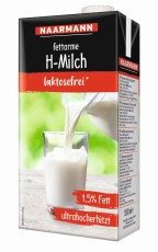 NAARMANN H-Milch - 1,5% Fett, laktosefrei, 12x 1 Liter Haltbarmilch 1,5 % Fettanteil 12 Pack