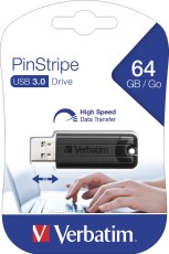 Verbatim USB Stick 3.0 PinStripe - 64 GB, schwarz USB Stick 64 GB 5 Gbps schwarz