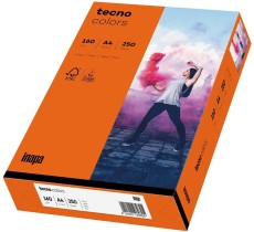inapa Multifunktionspapier tecno® colors - A4, 160 g/qm, intensivorange, 250 Blatt A4 160 g/qm