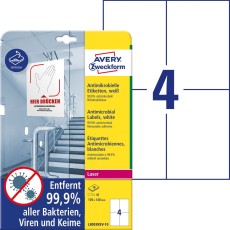 Avery Zweckform® L8003REV-10 Antimikrobielle Etiketten - 105 x 148 mm, ablösbar, weiß, 40 Stück