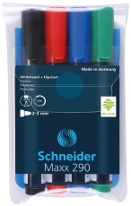 Schneider Board-Marker Maxx 290 - 2-3 mm, 4er Etui sortiert Boardmarker schwarz, rot, blau, grün
