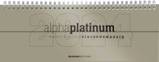 AlphaEdition Tischquerkalender - 1 Woche / 2 Seite, 29,7 x 10,5 cm, silber mit Ferienterminen 2024