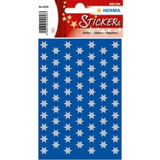 HERMA 4058 Sticker DECOR Sterne 6-zackig, silber Ø 8 mm Mindestabnahmemenge = 10 Pack Sterne silber