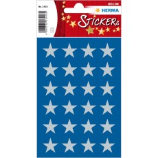 HERMA 3418 Sticker DECOR Sterne 5-Zackig, silber Ø 15 mm Weihnachtsetiketten Sterne silber 15 mm