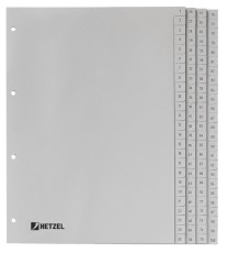 Hetzel Plastikregisterserie 1-100, A4, PP, 100 Blatt, grau Register A4 1-100 100 Blatt 225 mm