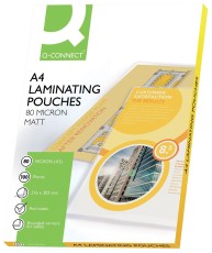 Q-Connect® Laminierhülle - A4, 80 mym, 100 Stück Laminierfolie 2 x 80 mym A4 matt 100 Stück