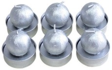 PBs Teelichter Weihnachten Kugel - silber, 6 Stück Mindestabnahmemenge 3 Pack à 6 Stück silber