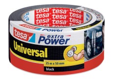 tesa® Gewebeklebeband extra Power Universal - 25 m x 50 mm, schwarz Gewebeband 50 mm x 25 m schwarz