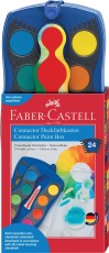 FABER-CASTELL CONNECTOR Farbkasten - 24 Farben, inkl. Deckweiß, blau Farbkasten