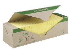 Post-it® Haftnotizblock Recycling Notes - 76 x 76 mm, gelb, 24x 100 Blatt Haftnotiz gelb 76 mm