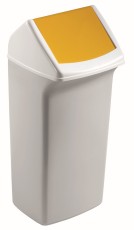 Durable Abfallbehälter DURABIN 40L + Schwingklappe - weiß/gelb Abfallsammler 40 Liter 366 mm weiß
