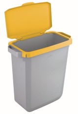 Durable Abfallbehälter DURABIN 60L + Deckel - grau/gelb Abfallsammler 60 Liter 590 mm 600 mm 282 mm