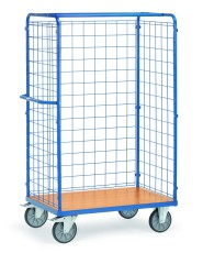 fetra® Paketwagen mit 3 Drahtgitterwänden - 1.000 x 600 mm, bis 600 kg Paketwagen 1000 x 600 mm